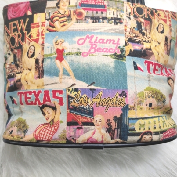 Vintage Bueno 8.5" x 6.5" Retro Style Sequin Mini Shoulder Bag Purse US Cities - Picture 2 of 11